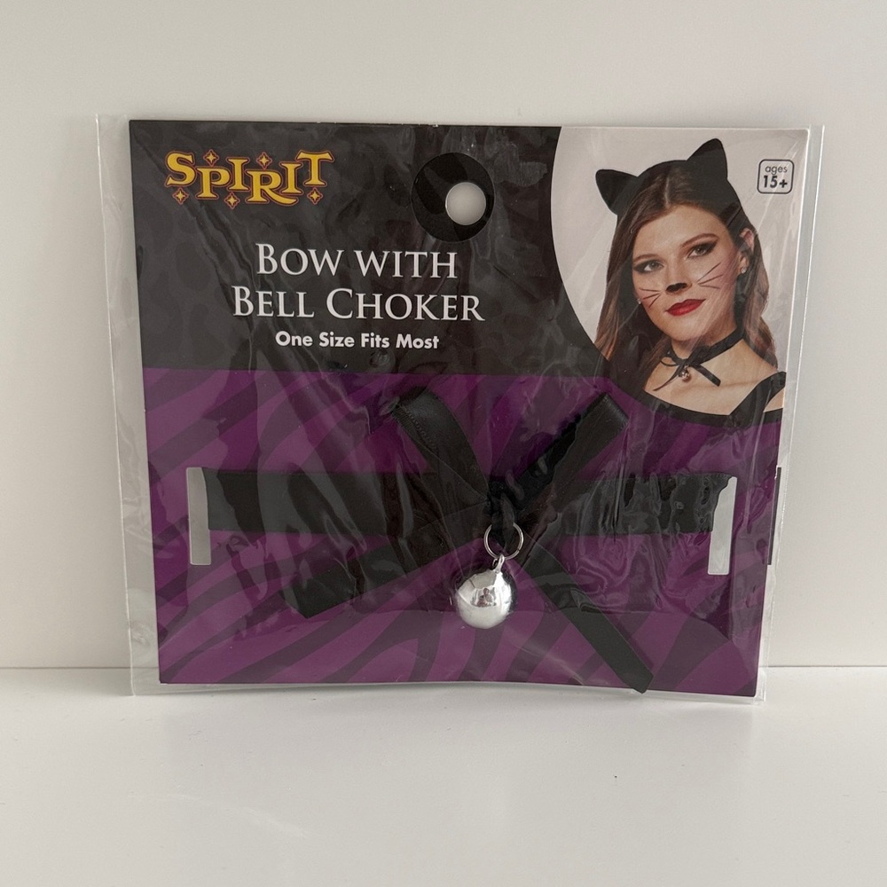 Spirit Black Choker with Bell and Bow